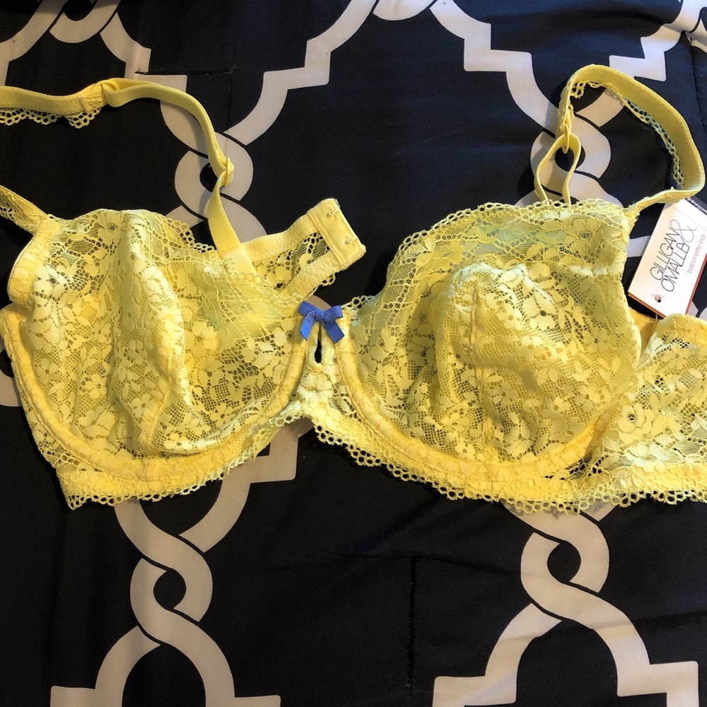 Yellow lace bra